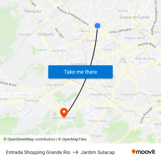 Entrada Shopping Grande Rio to Jardim Sulacap map