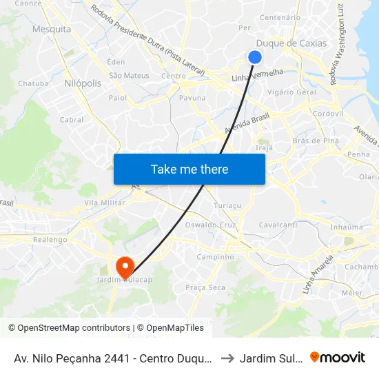 Av. Nilo Peçanha 2441 - Centro Duque De Caxias to Jardim Sulacap map