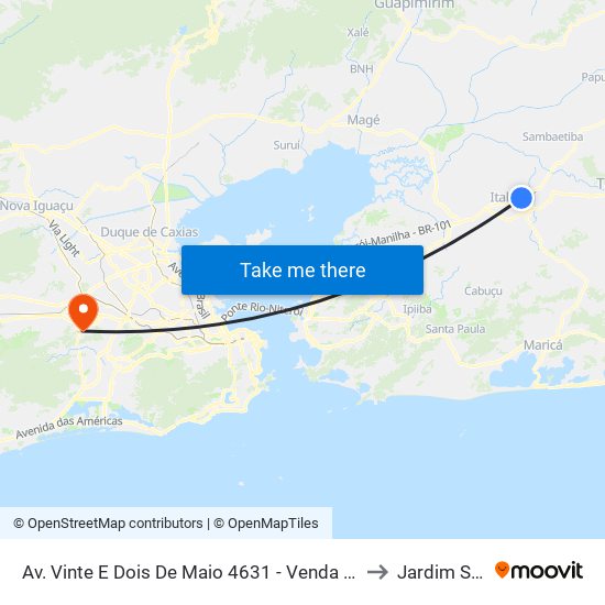 Av. Vinte E Dois De Maio 4631 - Venda Das Pedras Itaboraí to Jardim Sulacap map