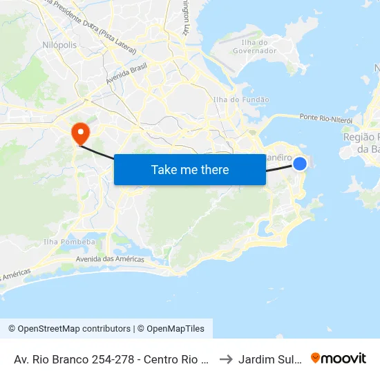 Av. Rio Branco 254-278 - Centro Rio De Janeiro to Jardim Sulacap map