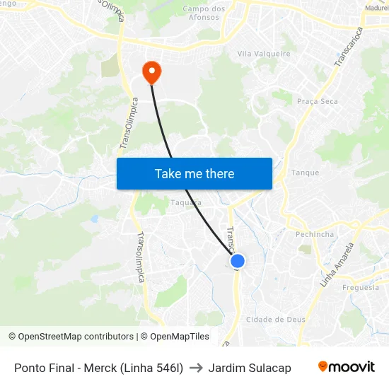 Ponto Final - Merck (Linha 546l) to Jardim Sulacap map