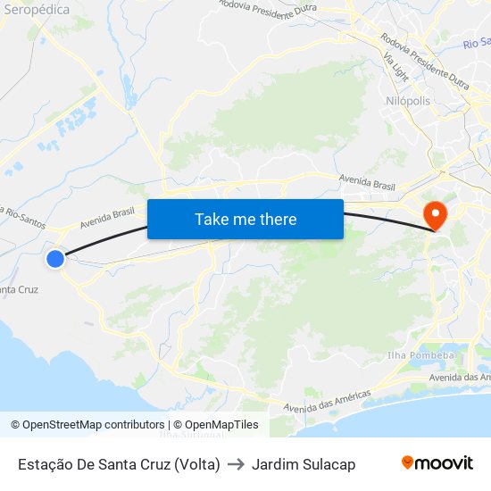 Estação De Santa Cruz (Volta) to Jardim Sulacap map