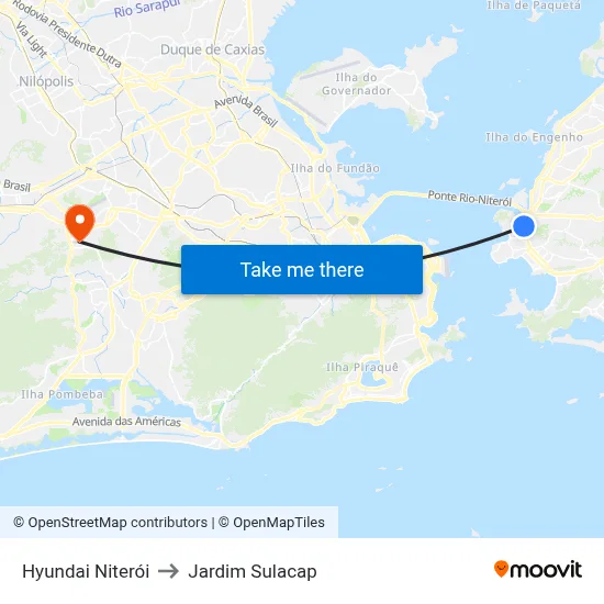 Hyundai Niterói to Jardim Sulacap map