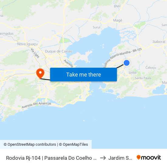 Rodovia Rj-104 | Passarela Do Coelho - Sentido Manilha to Jardim Sulacap map