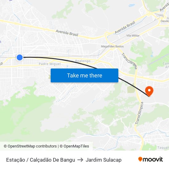 Estação / Calçadão De Bangu to Jardim Sulacap map