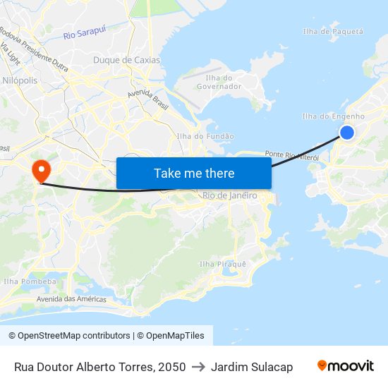 Rua Doutor Alberto Torres, 2050 to Jardim Sulacap map