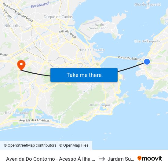 Avenida Do Contorno - Acesso À Ilha Da Conceição to Jardim Sulacap map