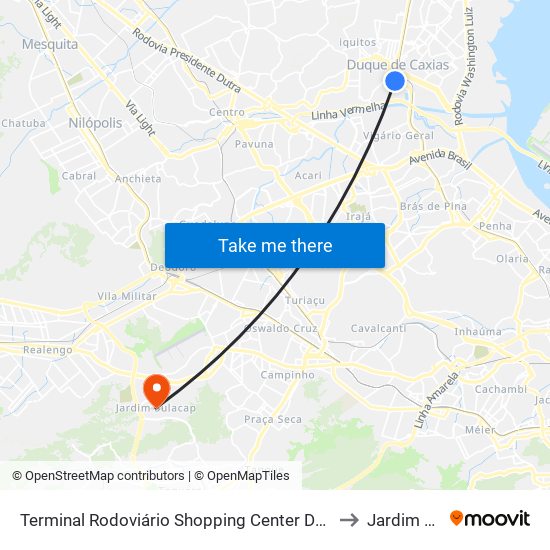 Terminal Rodoviário Shopping Center De Caxias (Cidade Do Aço) to Jardim Sulacap map