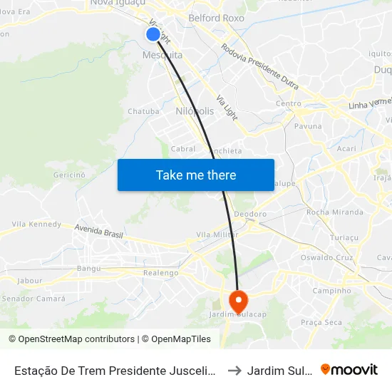Estação De Trem Presidente Juscelino (Rampa) to Jardim Sulacap map