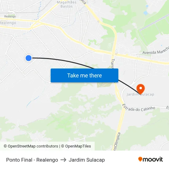 Ponto Final - Realengo to Jardim Sulacap map