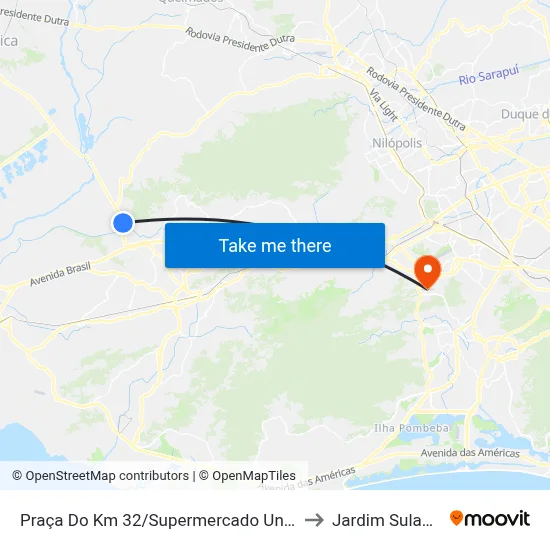 Praça Do Km 32/Supermercado Unidos to Jardim Sulacap map