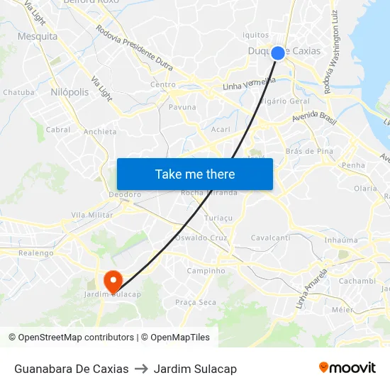 Guanabara De Caxias to Jardim Sulacap map