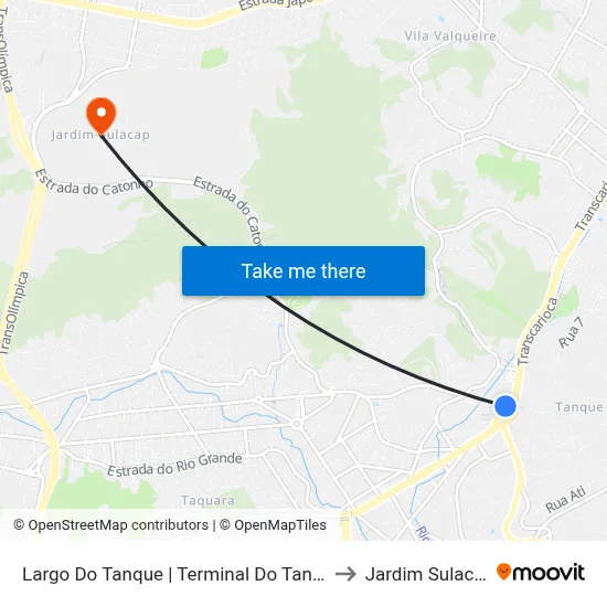 Largo Do Tanque | Terminal Do Tanque to Jardim Sulacap map
