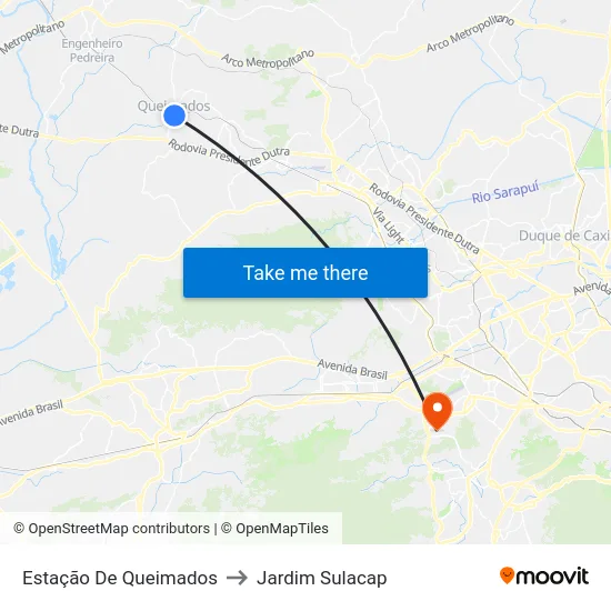 Estação De Queimados to Jardim Sulacap map