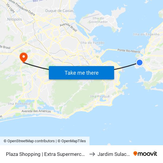 Plaza Shopping | Extra Supermercado to Jardim Sulacap map