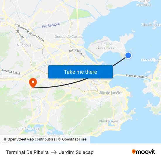 Terminal Da Ribeira to Jardim Sulacap map