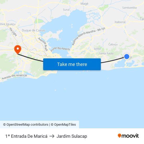 1ª Entrada De Maricá to Jardim Sulacap map