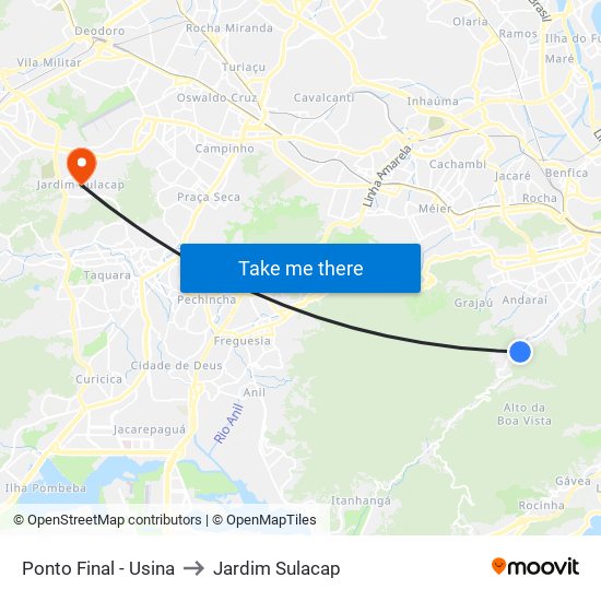 Ponto Final - Usina to Jardim Sulacap map