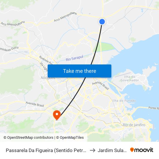 Passarela Da Figueira (Sentido Petrópolis) to Jardim Sulacap map