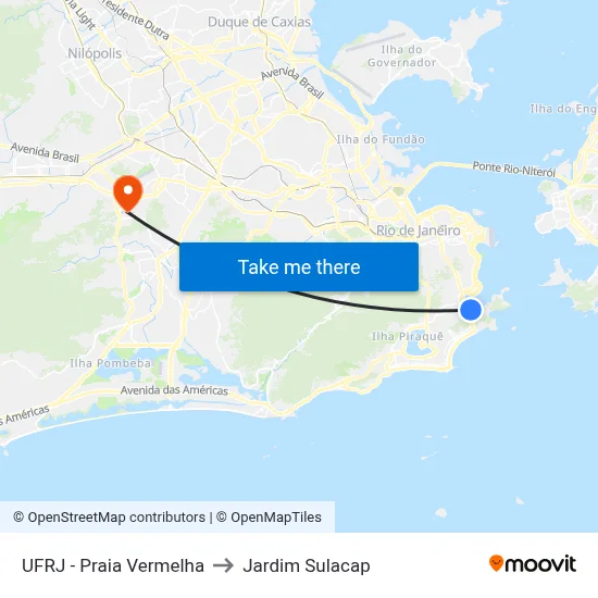 UFRJ - Praia Vermelha to Jardim Sulacap map