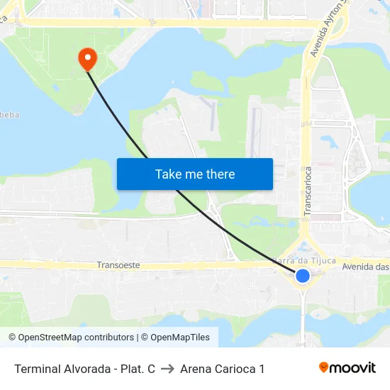 Terminal Alvorada - Plat. C to Arena Carioca 1 map