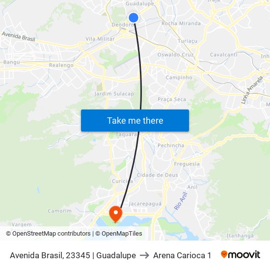 Avenida Brasil, 23345 | Guadalupe to Arena Carioca 1 map