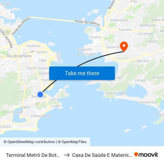 Terminal Metrô De Botafogo (Vila Isabel) to Casa De Saúde E Maternidade Santa Martha map