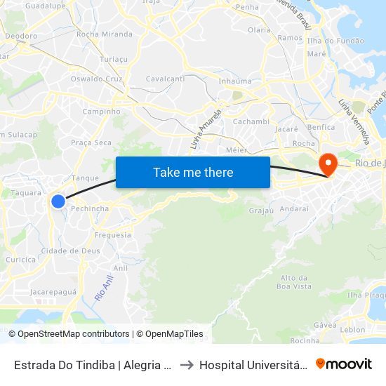 Estrada Do Tindiba | Alegria Clube Residencial | Caixa to Hospital Universitário Pedro Ernesto map