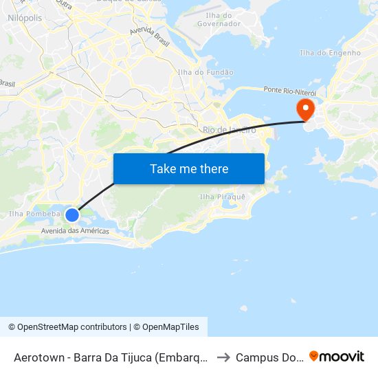 Aerotown - Barra Da Tijuca (Embarque E Desembarque - 1001) to Campus Do Gragoatá map