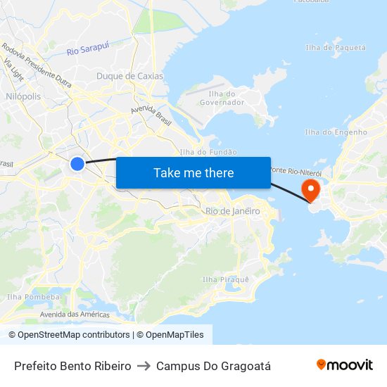 Prefeito Bento Ribeiro to Campus Do Gragoatá map