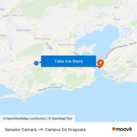 Senador Camará to Campus Do Gragoatá map