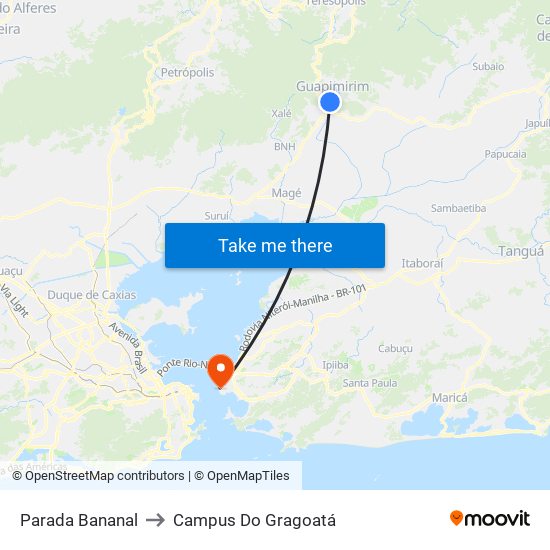 Parada Bananal to Campus Do Gragoatá map