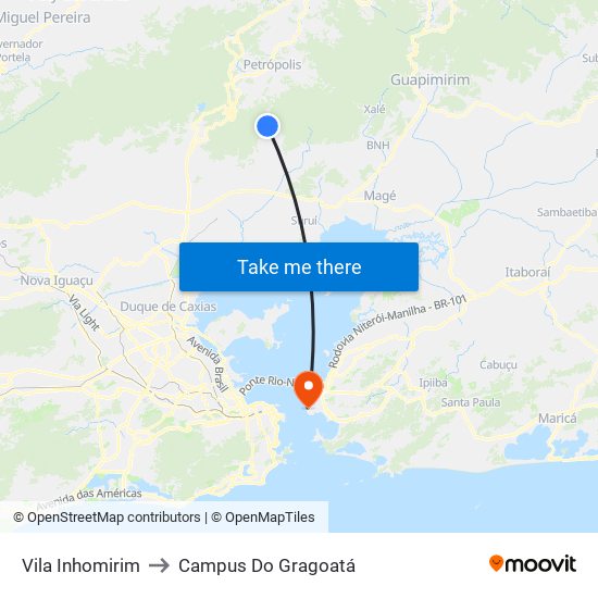 Vila Inhomirim to Campus Do Gragoatá map