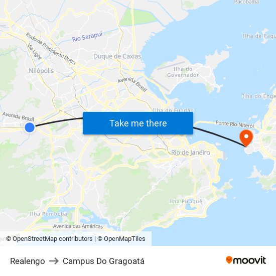Realengo to Campus Do Gragoatá map