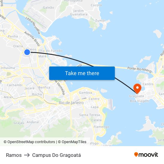 Ramos to Campus Do Gragoatá map