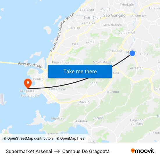 Supermarket Arsenal to Campus Do Gragoatá map