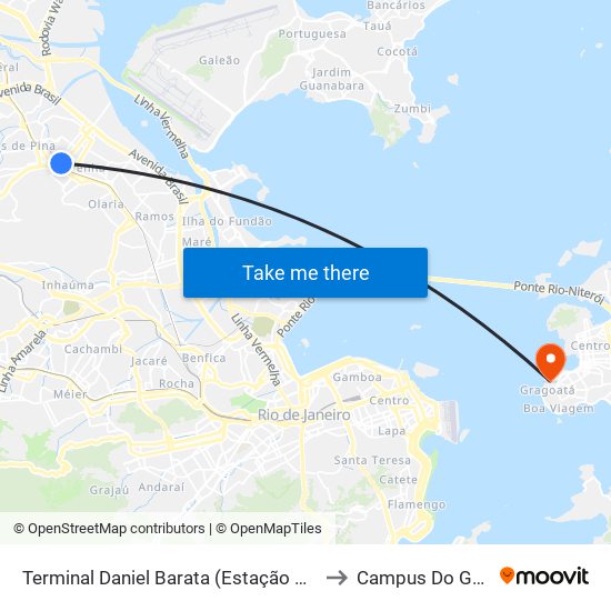 Terminal Daniel Barata (Estação Penha Circular) to Campus Do Gragoatá map