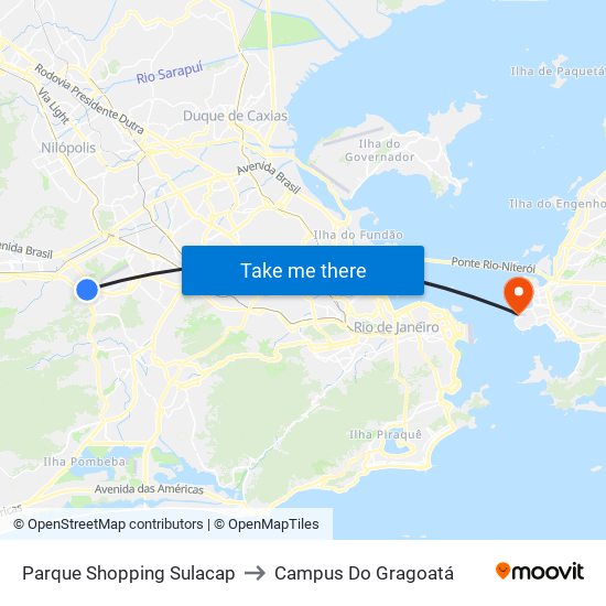 Parque Shopping Sulacap to Campus Do Gragoatá map