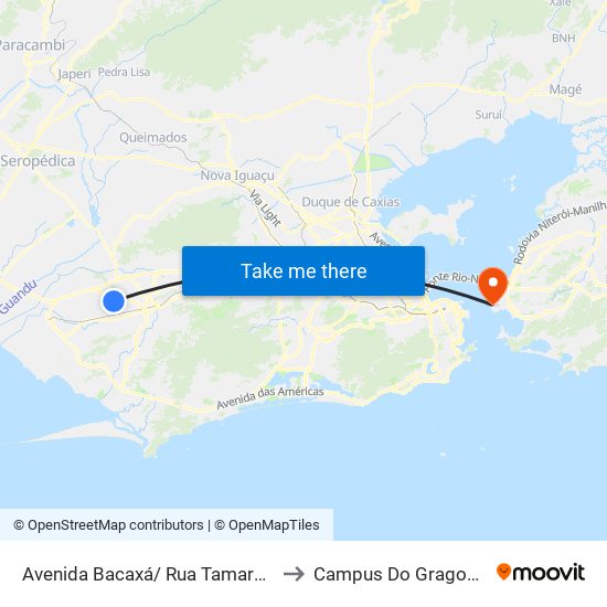 Avenida Bacaxá/ Rua Tamarana to Campus Do Gragoatá map