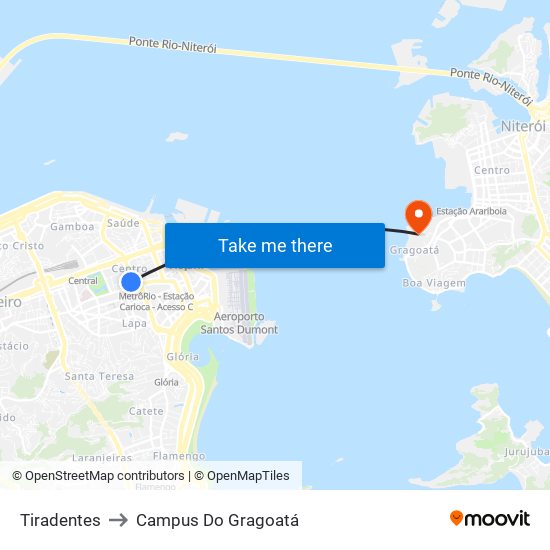 Tiradentes to Campus Do Gragoatá map