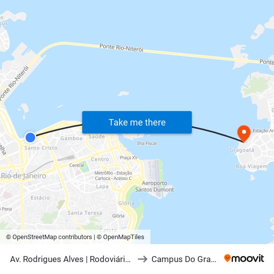Av. Rodrigues Alves | Rodoviária Do Rio to Campus Do Gragoatá map