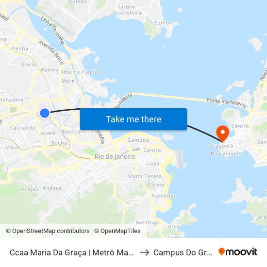 Ccaa Maria Da Graça | Metrô Maria Da Graça to Campus Do Gragoatá map