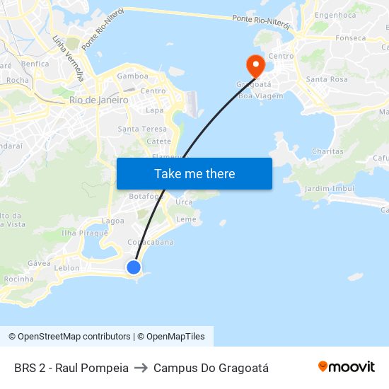 BRS 2 - Raul Pompeia to Campus Do Gragoatá map