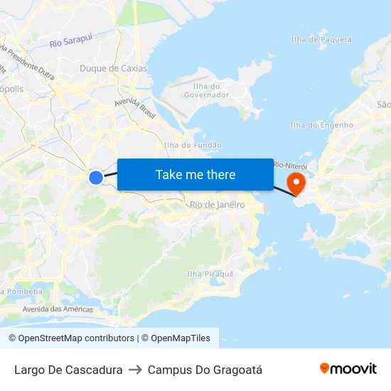 Largo De Cascadura to Campus Do Gragoatá map