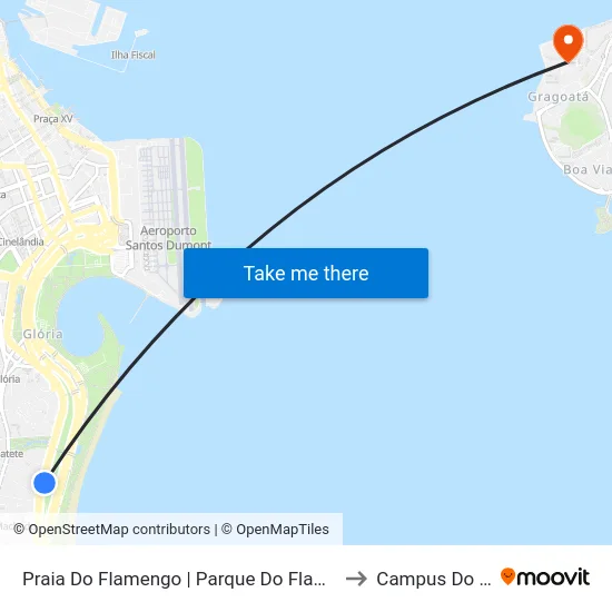 Praia Do Flamengo | Parque Do Flamengo (Sentido Centro) to Campus Do Gragoatá map