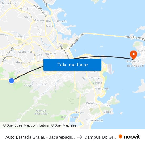Auto Estrada Grajaú - Jacarepaguá, 4393-4751 to Campus Do Gragoatá map