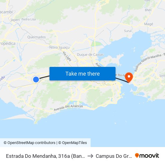 Estrada Do Mendanha, 316a (Banco Do Brasil) to Campus Do Gragoatá map
