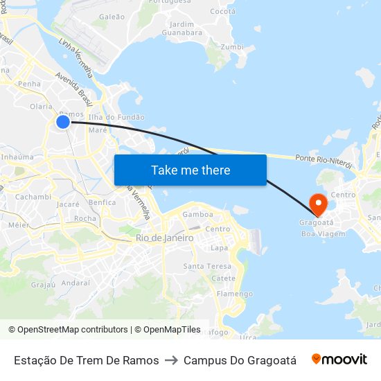 Estação De Trem De Ramos to Campus Do Gragoatá map