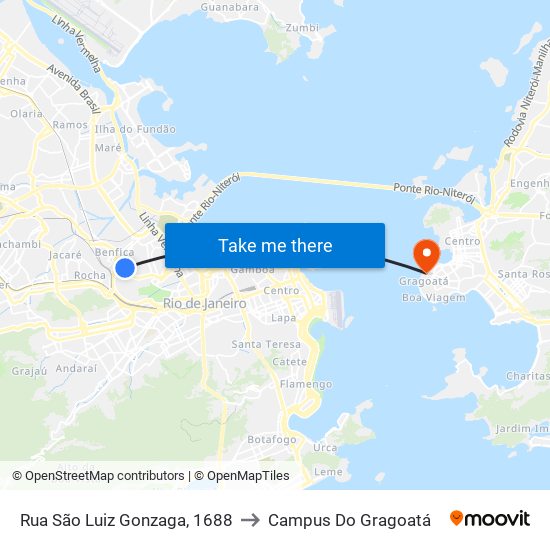 Rua São Luiz Gonzaga, 1688 to Campus Do Gragoatá map
