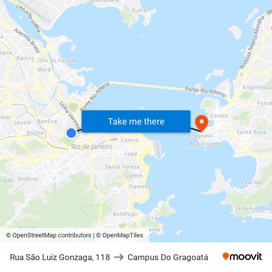 Rua São Luiz Gonzaga, 118 to Campus Do Gragoatá map